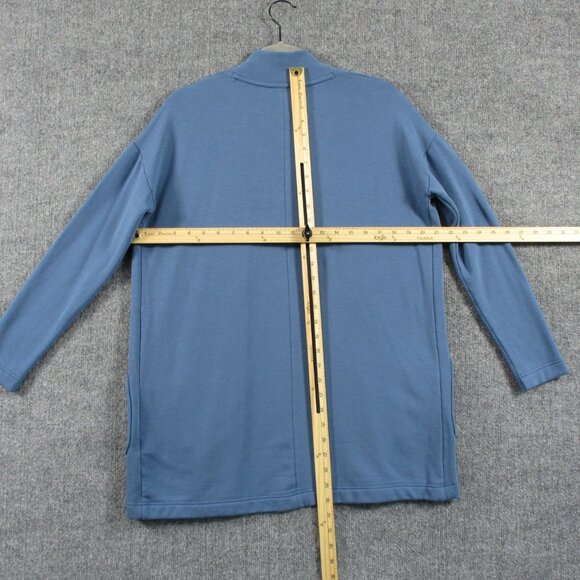 Free Fly Sweater Womens S Blue Cardigan Thermal Fleece Long Open Bamboo Pockets - Picture 8 of 11